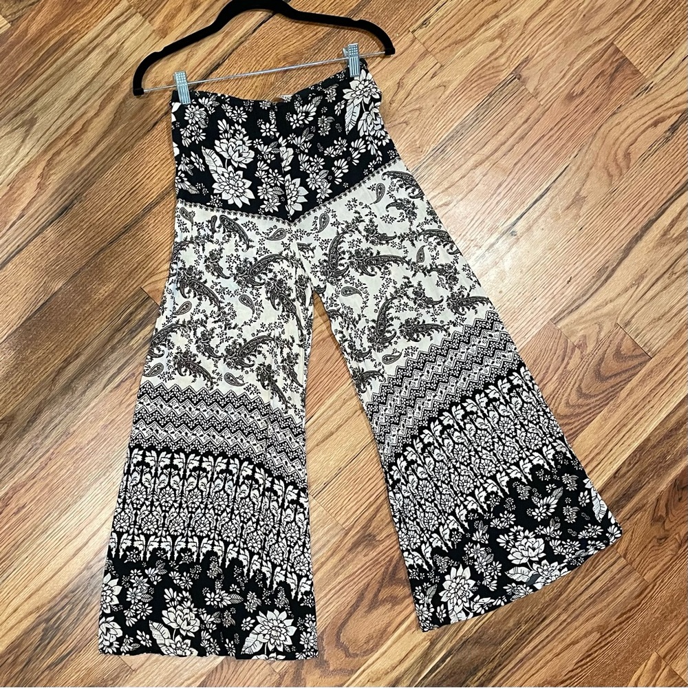 Novella Royale Black & White Wide Leg Jumpsuit Pants